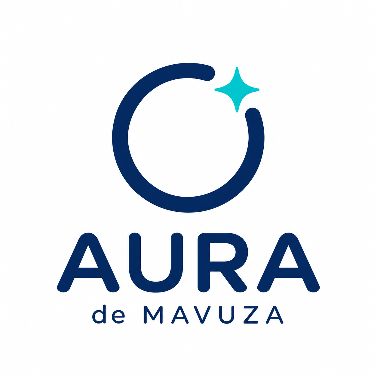 Logotipo AURA de MAVUZA: aro azul abierto y estrella turquesa
